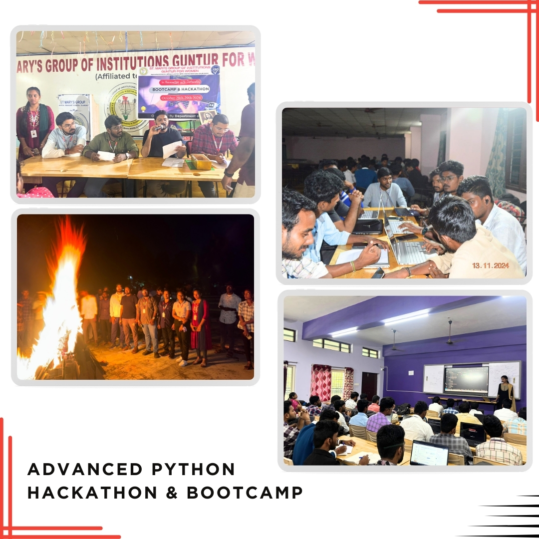 Datavalley_ai's tweet image. 🎉 We successfully completed the Bootcamp &amp;amp; Hackathon on Advanced Python at St. Mary&apos;s Group of Institutions Guntur for Women! 

🚀 Congratulations to the winners and participants for showcasing incredible talent and creativity. 

#Datavalley #AdvancedPython #Hackathon