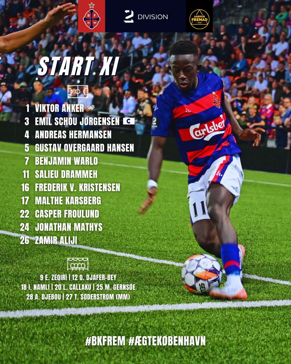 𝙎𝙏𝘼𝙍𝙏 𝙓𝙄

Startopstillingen til efterårets sidste kamp mod Aarhus Fremad 💪

Kom så FREM 🔴🔵

#bkfrem #ægtekøbenhavn #2div #FREAAF