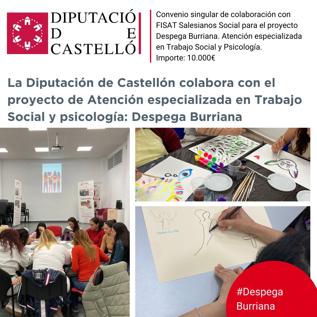 Gracias a la Diputación de Castellón el proyecto Despega Burriana refuerza su capacidad de respuesta.

Si te interesa este recurso puedes concertar cita en: 673 72 58 93 – despega.burriana@fisat.es. 
Más información en: fisat.es/despega-proyec…