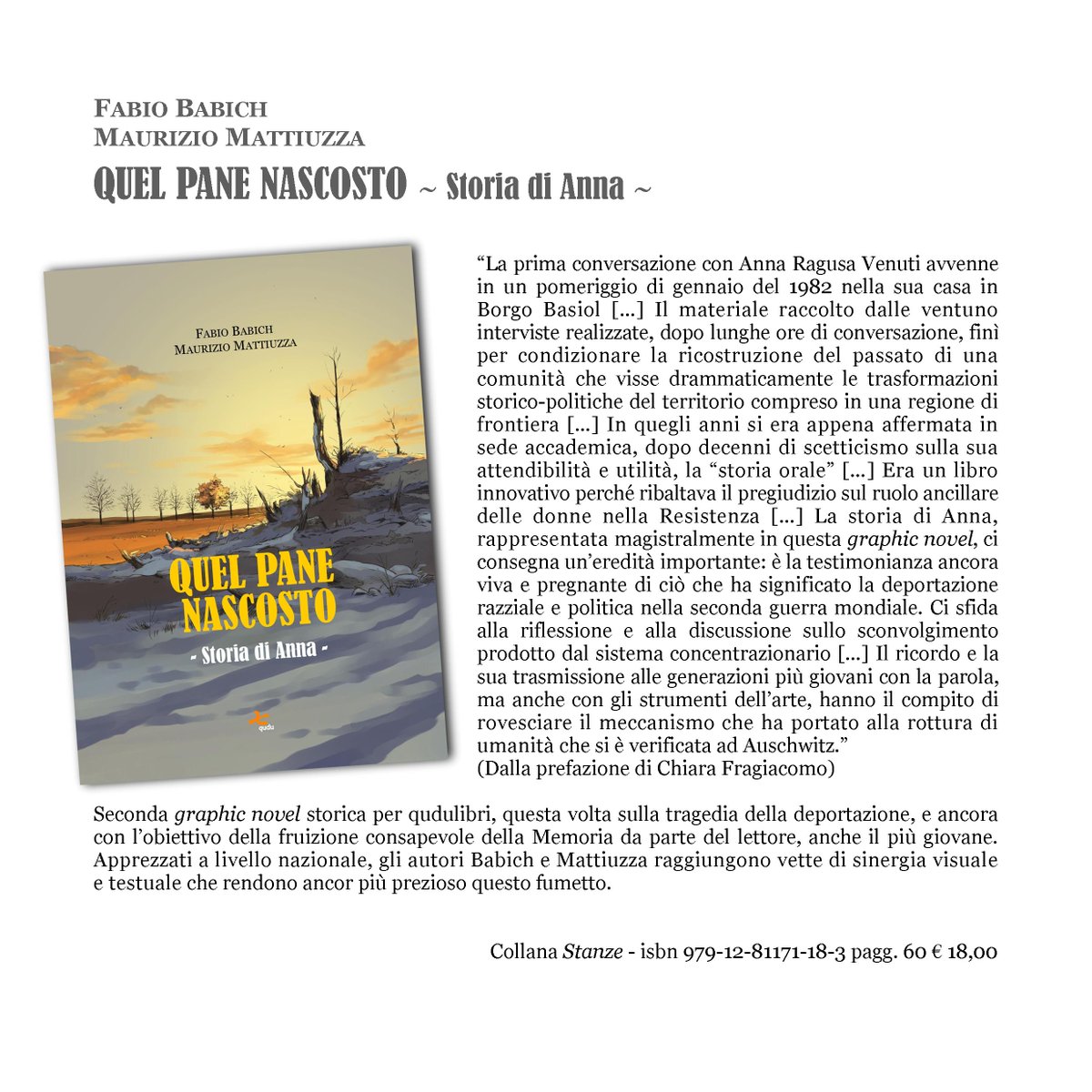 qudulibri's tweet image. Oggi e domani, danes in jutri, la storia attraverso il fumetto 🧡 #leggereperresistere📚 #statecivicini #goborderless @2025Go