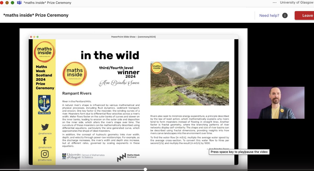 mathsinside's tweet image. *Rampant Rivers* – Ava Brindisi Swan @wlwinchburgh_ac  

Third/Fourth Level Winner 📸🏆🎉

#mathsinside: see different, make connections, celebrate!🎈

#mathsinsideWild #mathsinsideShapes
#maths #PhotoContest #MathsWeekScot

@UofGMaths_Stats
@mathsweekscot
@tentivetodetail #UofG