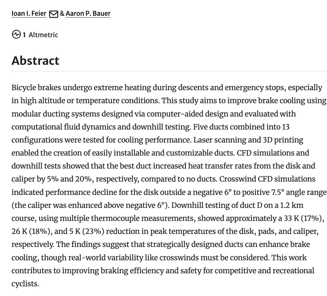 ISEA_Journal's tweet photo. Check this article "Enhancing bicycle brake cooling with 3D-printed modular ducts" https://t.co/Xha4H0nwQo #sportsengineering #cycling #bicycletechnology #sportstech #sportscience https://t.co/A0IGFLL9M7
