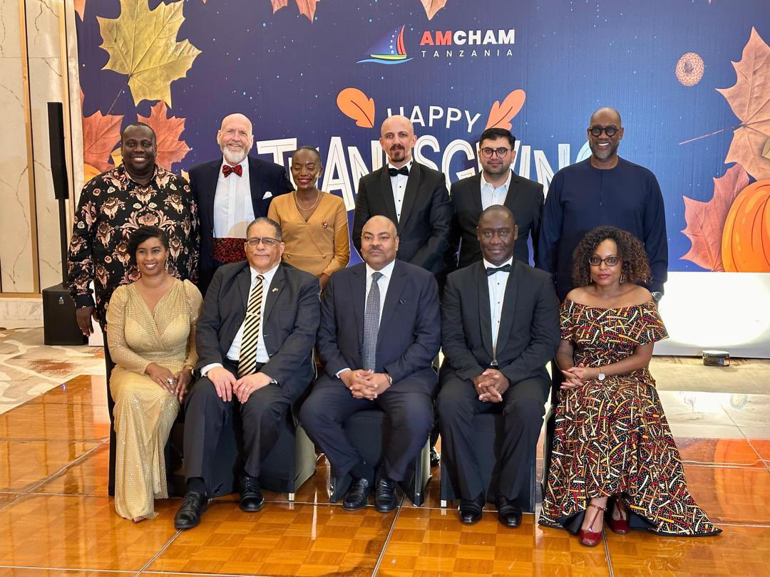 U.S. Ambassador to Tanzania (@usambtanzania) on Twitter photo Celebrating an early Thanksgiving gala with esteemed Tanzania Foreign Minister Kombo, hosted by the American Chamber of Commerce in Tanzania. The focus was gratitude for our countries relationship and expectation of increased trade and investment. @AMCHAM <a href="/mfa_tanzania/">MFA Tanzania</a> Celebrating an early Thanksgiving gala with esteemed Tanzania Foreign Minister Kombo, hosted by the American Chamber of Commerce in Tanzania. The focus was gratitude for our countries relationship and expectation of increased trade and investment. @AMCHAM <a href="/mfa_tanzania/">MFA Tanzania</a>