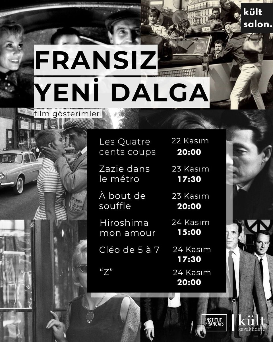 Kült Kavaklıdere (@kultkavaklidere) on Twitter photo Kült Kavaklıdere ve <a href="/ifturquie/">Institut français de Turquie</a> ortaklığı ile düzenlenen “Fransız Sineması Yeni Dalga - Cinéma Français Nouvelle Vague” film gösterimleri 22-24 Kasım’da Kült Kavaklıdere’de! Kült Kavaklıdere ve <a href="/ifturquie/">Institut français de Turquie</a> ortaklığı ile düzenlenen “Fransız Sineması Yeni Dalga - Cinéma Français Nouvelle Vague” film gösterimleri 22-24 Kasım’da Kült Kavaklıdere’de!