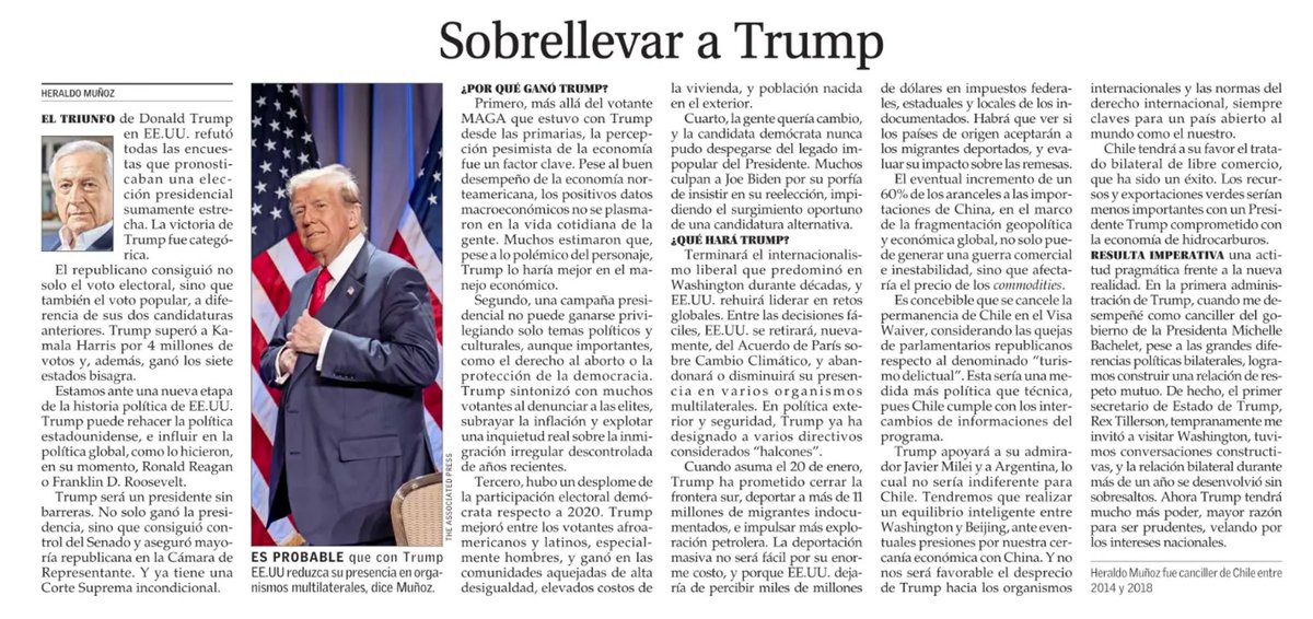 Las razones del triunfo de Trump, sus planes, y el desafio (pragmático) de cómo responder. Les comparto mi columna al respecto.