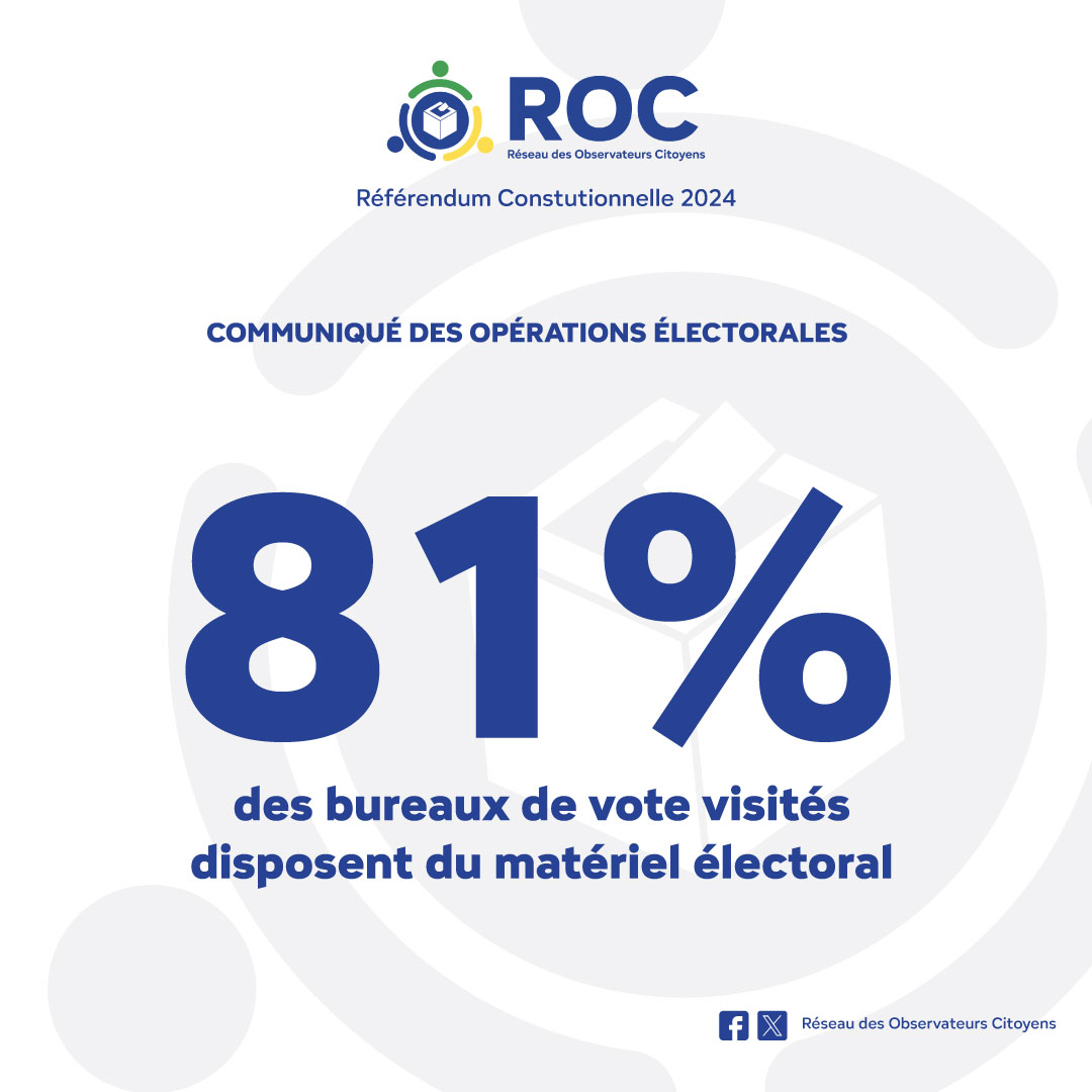 🚨Communiqué d’ouverture des opérations électorales 🇬🇦
Les premières données collectées par nos équipes sur le terrain entre *7h et 10h* indiquent les éléments suivants
#Transparence #Référendum2024 #Gabon