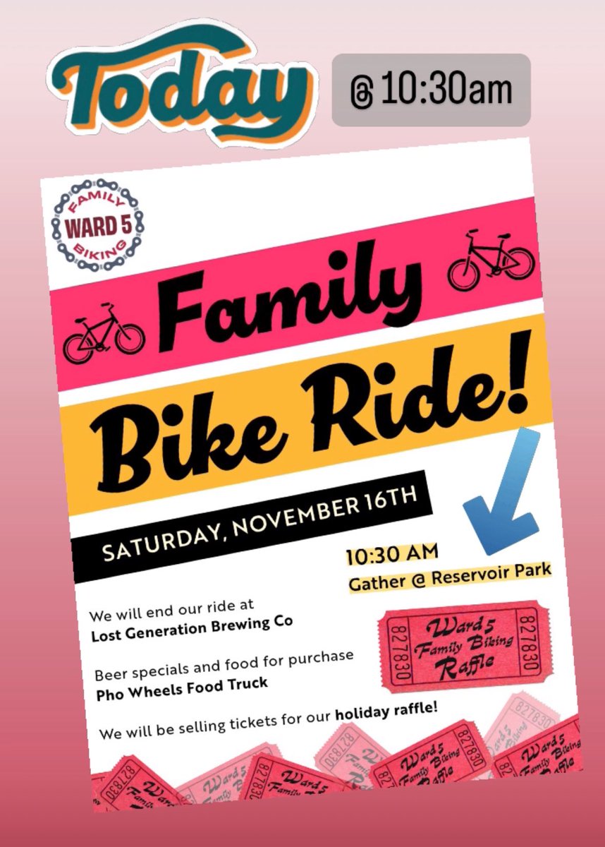 Ward5FamilyBike's tweet image. See you TODAY at 10:30am! Bike with us to @LostGenBrewing for 🍻delicious @PhoWheels 🍜