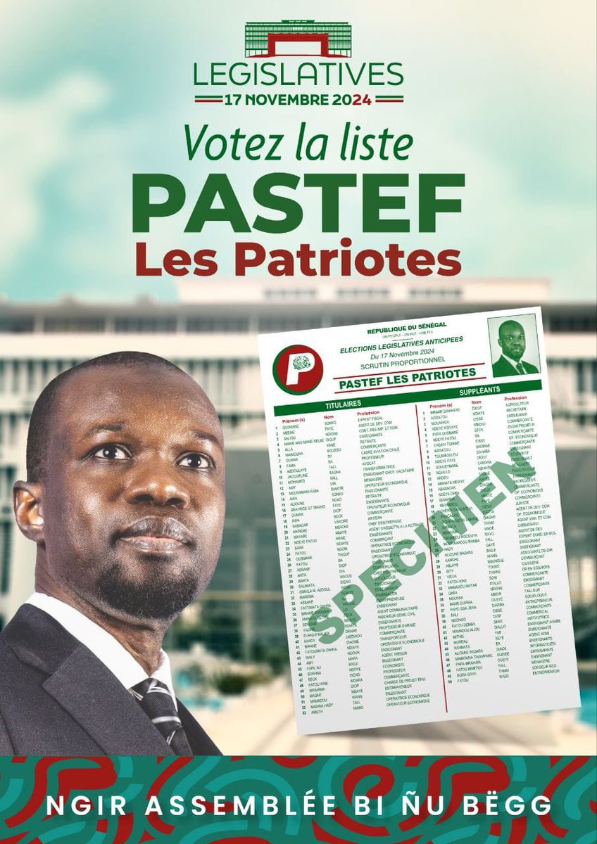 📌🚨 RT ce Twett si tu va voter la coalition PASTEF pour demain inchallah