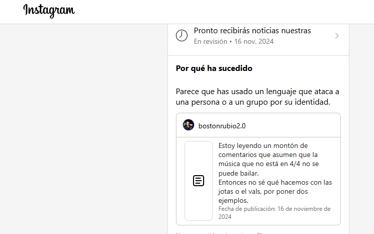Hola.
Me acaban de capar el acceso a mi cuenta de Instagram y de Threads por esto:
¿Por ahí, todo bien?