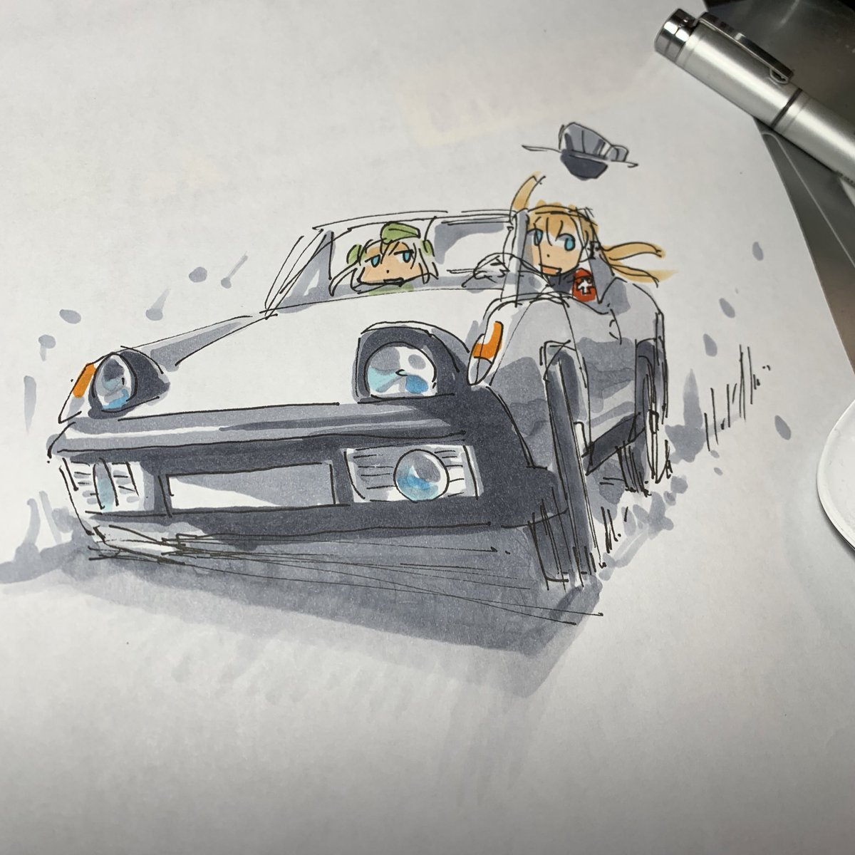 「#これみたらハンドル切って斜めに撮った画像を貼れ 」|ひじからのイラスト