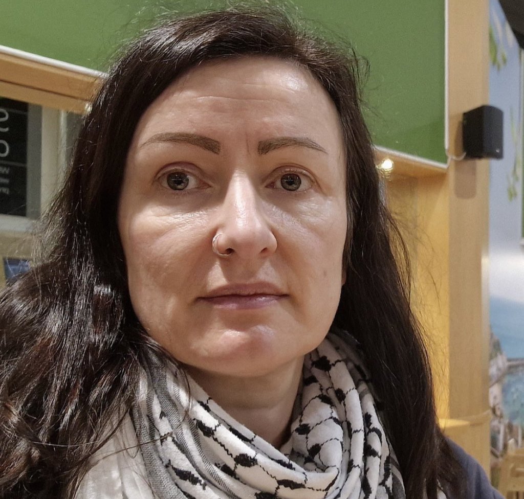 Solidarity with Natalie Strecker who was wrongly arrested in Jersey this morning for the non-crime of speaking up for the Palestinian ppl of Gaza