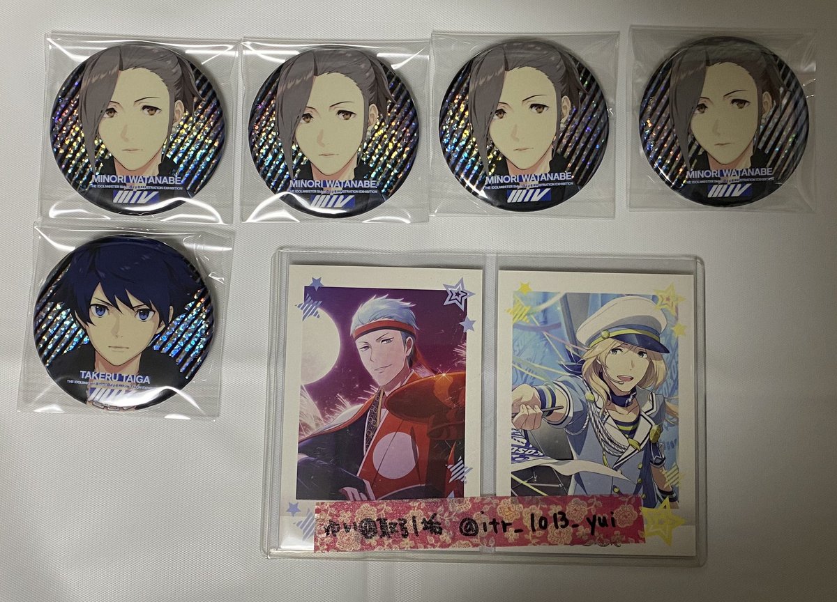 itr_1013_yui's tweet photo. 【交換】SideM FiFS展 イラスト展 トレーディングホログラム缶バッジ vol.2 等身

(譲)みのり4、タケル
(求)翼(身内分)＞圭、巻緒

翼含む交換優先
郵送のみ
検索からでもお気軽にお声掛けください。 https://t.co/JMYTdSi3iW