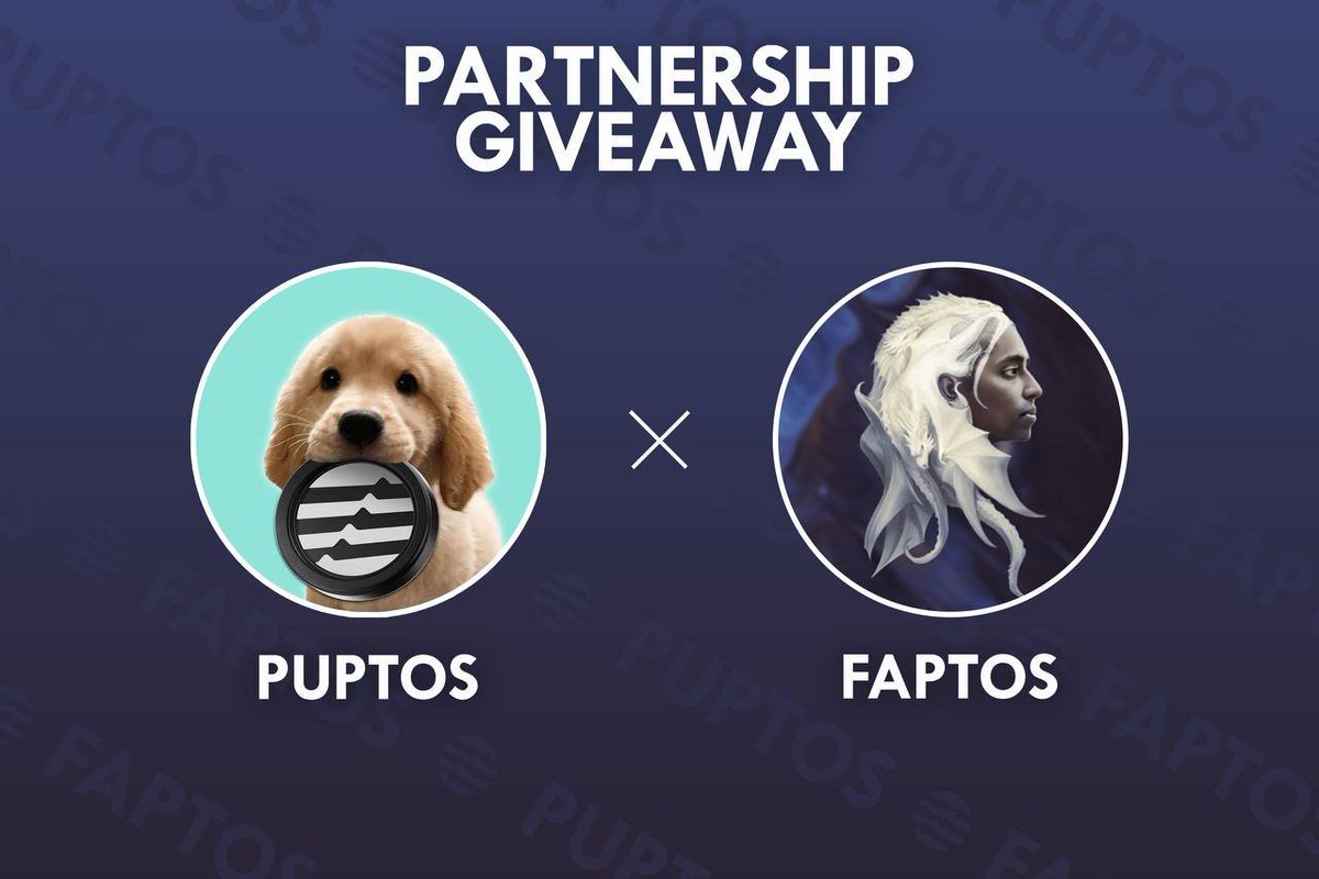 🚨 PARTNERSHIP GIVEAWAY 🚨

We are excited to announce our partnership with $PUPTOS, and to celebrate this event we will be giving away 10 WL for the PUPTOS NFT that will be launched soon.

🎁 x10 WL 🎁

Rules:
1) Follow <a href="/faptosonaptos1/">faptOS</a> and <a href="/puptos_apt/">PUPTOS</a>
2) LIKE + RT this tweet
3)