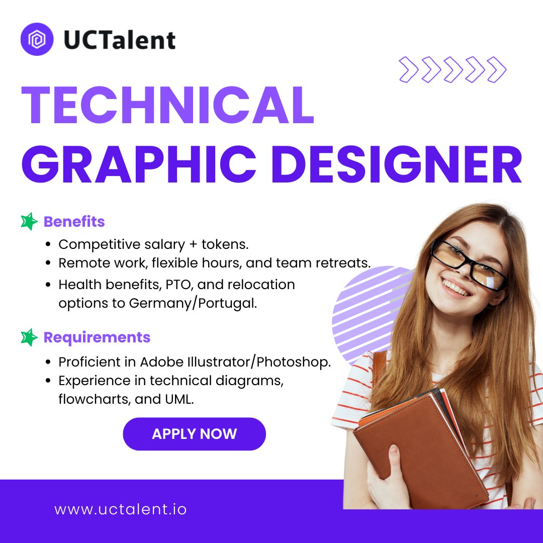 UCTalent_io's tweet image. 🚀Be Part of a Future: We&apos;re hiring a 𝗧𝗲𝗰𝗵𝗻𝗶𝗰𝗮𝗹 𝗚𝗿𝗮𝗽𝗵𝗶𝗰 𝗗𝗲𝘀𝗶𝗴𝗻𝗲𝗿🎨✨

If you&apos;re passionate about blending design with cutting-edge technology, this is your chance to make an impact!

#web3 #techgraphics #graphicdesign #jobopportunity #UCTalent #hiring