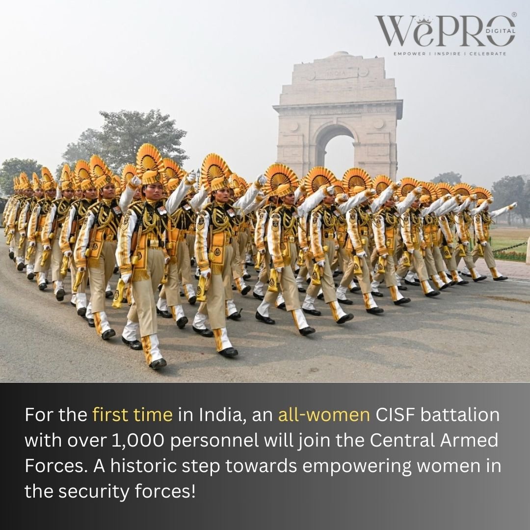 WeproDigital's tweet photo. A historic milestone! India’s first all-women #CISF reserve #battalion is now in action. 
With over 1,000 personnel ready to secure national treasures like the #TajMahal, this initiative marks a proud step towards inclusivity in armed forces.

#WomenInSecurity #BreakingBarriers https://t.co/bxACLPyifA