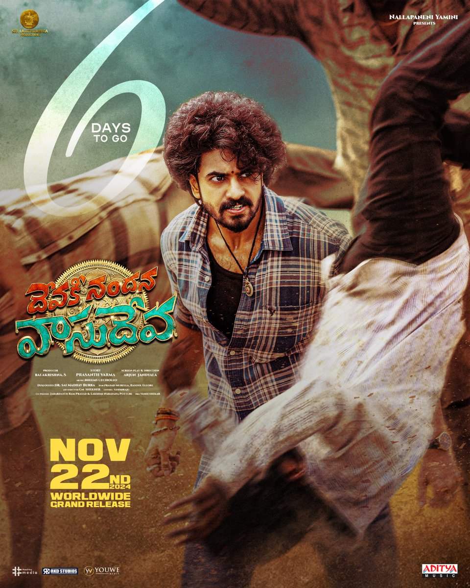 Telugu Film PROs Association (@yourtfpa) on Twitter photo 6οΈβ£ Days to witness Krishna's story, A battle between fate and free will β€οΈβπ₯
Get ready for a gripping tale of love, destiny and self discovery π₯
#DevakiNandanaVasudeva in cinemas from November 22nd π½
-- youtu.be/UKsYG86wuRY
#DNVonNov22 π€©
<a href="/AshokGalla_/">Ashok Galla</a> <a href="/varanasi_manasa/">Manasa Varanasi</a> 6οΈβ£ Days to witness Krishna's story, A battle between fate and free will β€οΈβπ₯
Get ready for a gripping tale of love, destiny and self discovery π₯
#DevakiNandanaVasudeva in cinemas from November 22nd π½
-- youtu.be/UKsYG86wuRY
#DNVonNov22 π€©
<a href="/AshokGalla_/">Ashok Galla</a> <a href="/varanasi_manasa/">Manasa Varanasi</a>