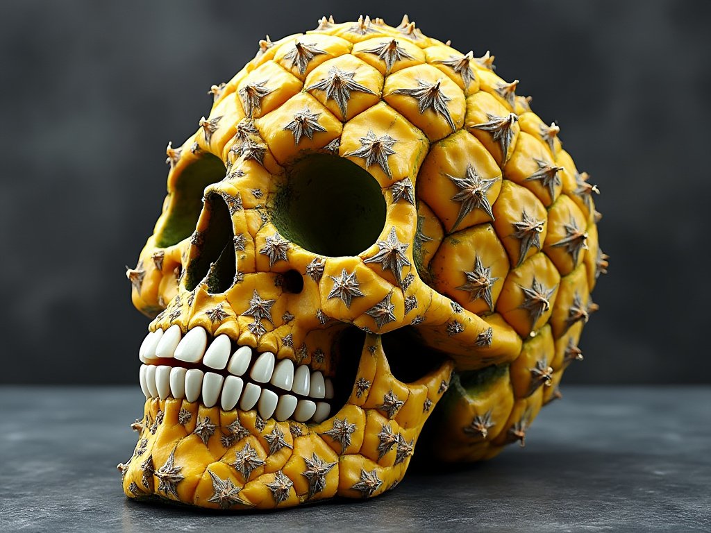 MikeRandomArt's tweet photo. ▫️random▫️

🔹pineapple skull🔹

#AIart #randomAIart #pineappleskull https://t.co/9yTRVatvkq