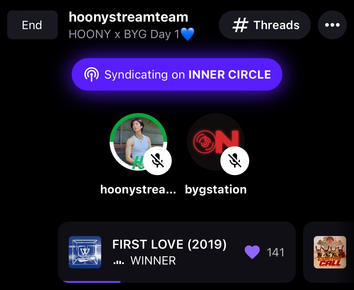 hoonystreamteam's tweet image. We are now ON AIR for Day 1 of our collab with @BYGSTATION! Come join us and let’s enjoy B.A.P, Bang Yongguk, HOONY &amp;amp; WINNER songs together! 🎶🎙️

🍞 stationhead.com/c/innercircle

#BANGYONGGUK #방용국 #BAP #비에이피 #이승훈 #HOONY #LEESEUNGHOON #WINNER #위너