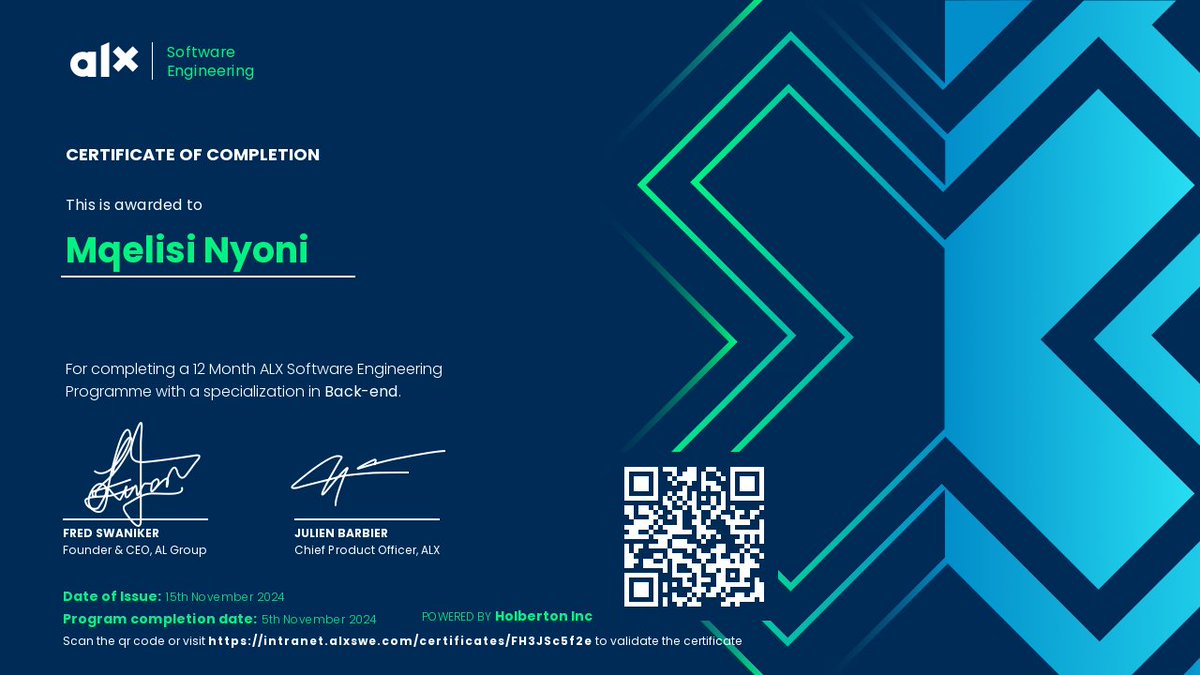 bigstan_code's tweet image. Every line of code was worth it—here’s to new beginnings! 💥🎓

To everyone who stood by me, cheered for me, and believed in me—thank you. This is as much your achievement as it is mine. ❤️

👨‍💻🎓Certified Software Engineer 🎓👨‍💻

 #SoftwareEngineerLife #ALX_SE #ALX #graduation