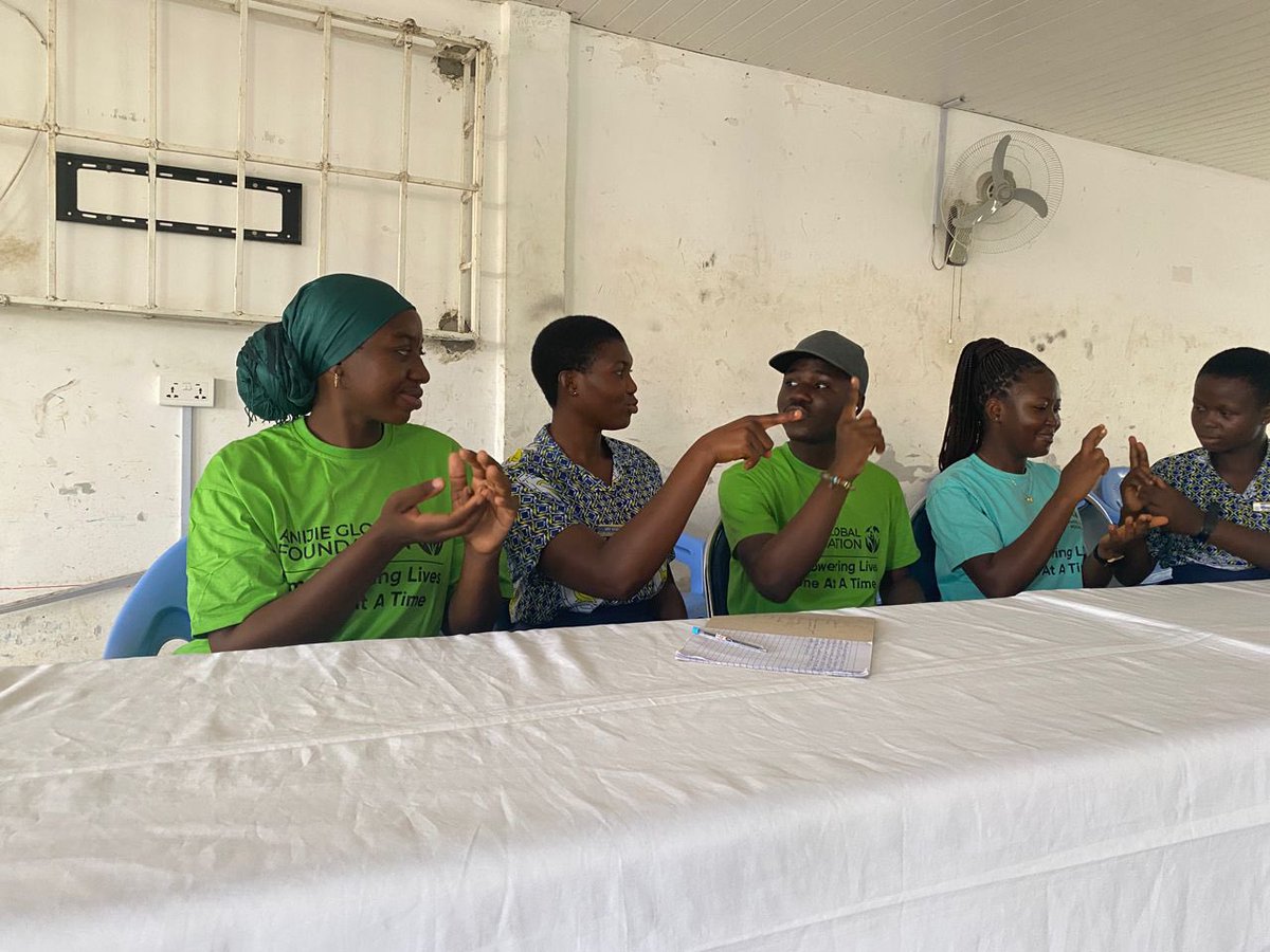 AnijieGlobal's tweet photo. #LeaveNoOneBehind

We kicked off our three-day project "Empowering Voices: Bridging Gaps for Deaf Youth" at the Mampong Senior High Technical School For The Deaf in Akuapem Mampong.

#LegitNGL #AnijieGlobalFoundation #LEGITNextGenLeaders #SDGs https://t.co/OCtKNAmH2n