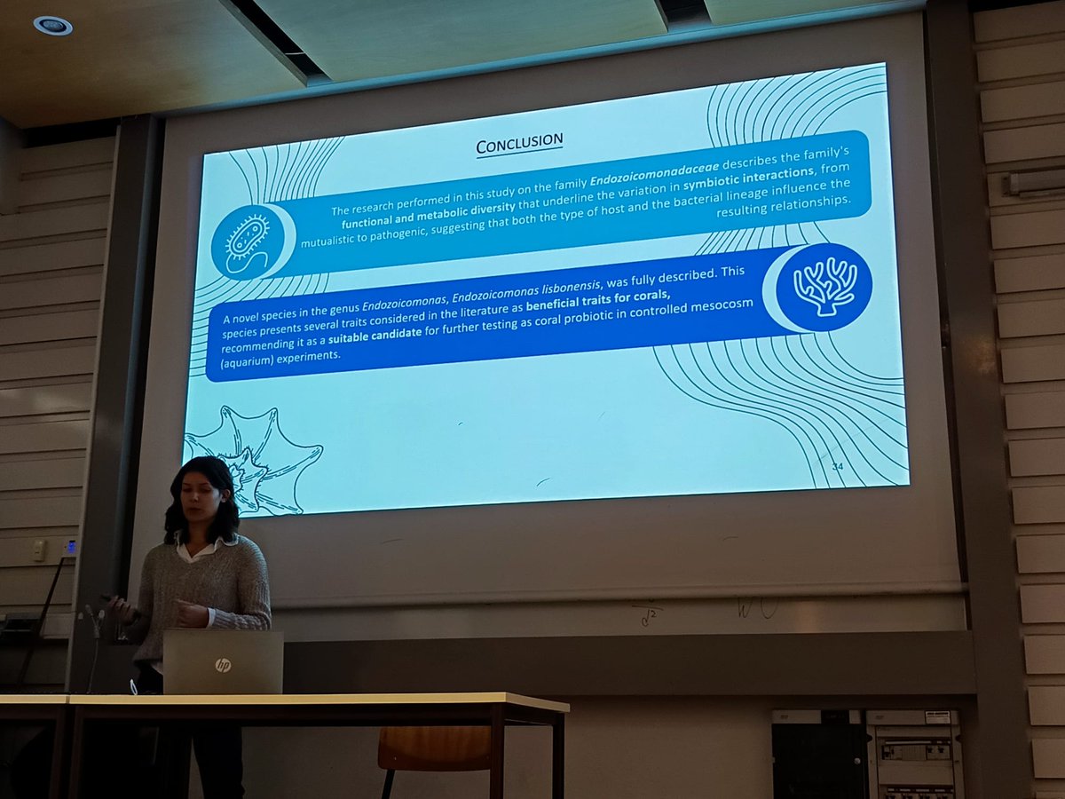 MicroEcoEvo_Lab's tweet photo. We congratulate Daniela Silva on the occasion of her master’s thesis defense. Her fine work dealt with the eco-genomics of the Endozoicomonadaceae family and the description of a novel Endozoicomonas species isolated from an octocoral host. Well done, Master Daniela! https://t.co/k3GT0ArP9P