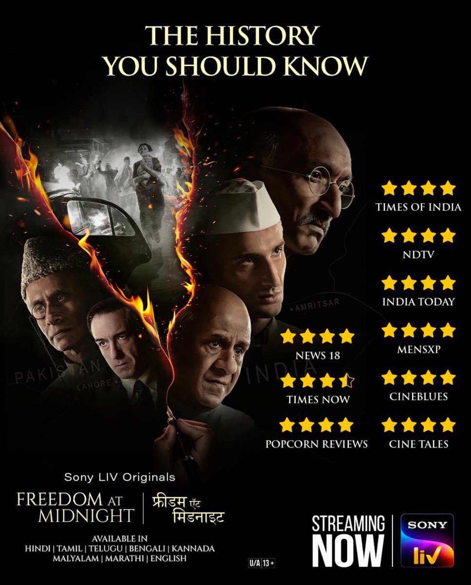 Don’t miss out on this compelling storytelling experience. Watch “Freedom At Midnight” streaming now only on Sony LIV! <a href="/SonyLIV/">Sony LIV</a> <a href="/SonyLIVIntl/">Sony LIV International</a>