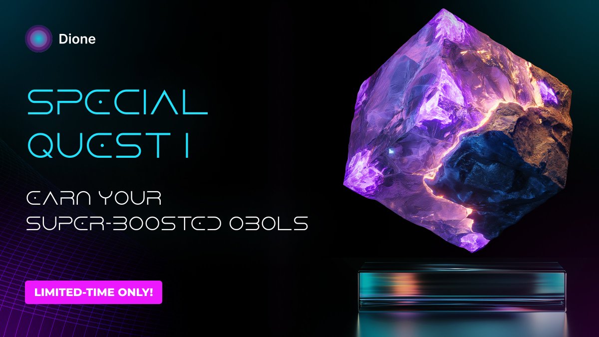 Happy weekend, Dionists - enjoy a special, limited-edition super-boosted Special Period - on us! ⚡️⚡️

🟣 Earn your super-boosted OBOLs now: quest.dioneprotocol.com 

(Limited time ONLY - best hurry! 👀)