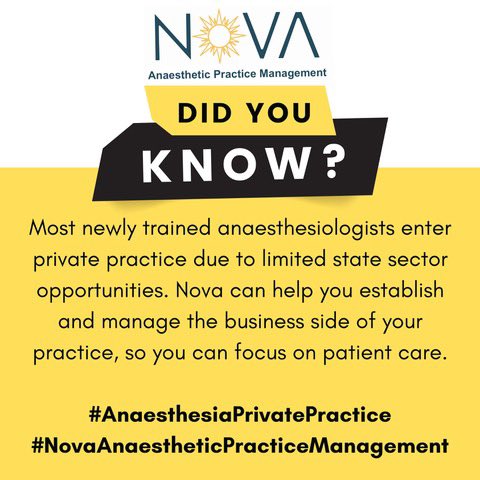 novaanaesthetic's tweet image. Limited State Sector Opportunities?
Don&apos;t worry! Nova Anaesthetic Practice Management can guide you through:

Setting up your private practice
Managing business operations
Optimizing finances

Focus on what matters – patient care! #AnaesthesiaSolutions #PrivatePracticeSuccess