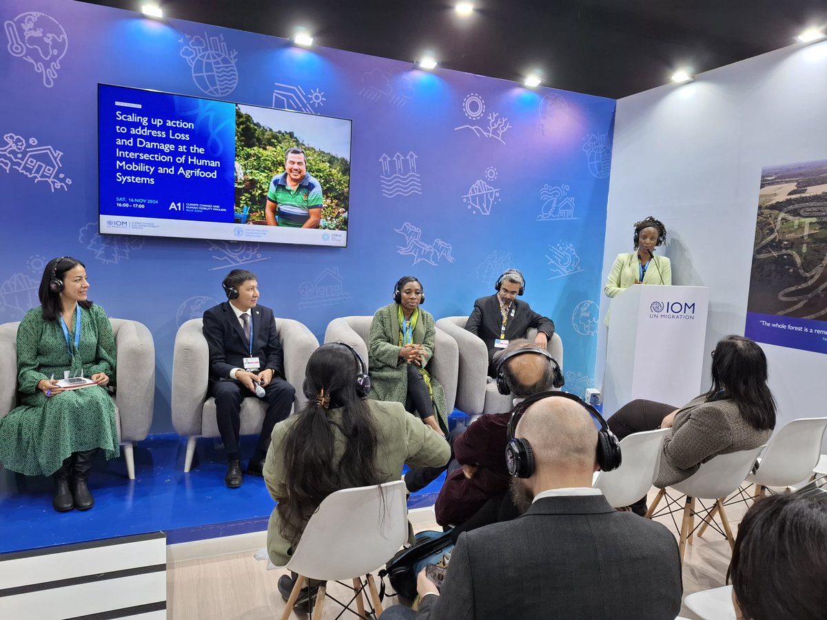 FAOclimate's tweet image. Climate change is reshaping lives at the intersection of #agrifood systems &amp;amp; #HumanMobility

#LossAndDamage threatens livelihoods, drives migration &amp;amp; disrupts communities

@FAO, #SantiagoNetwork and partners explore multi-sectoral solutions for resilience &amp;amp; adaptation at #COP29
