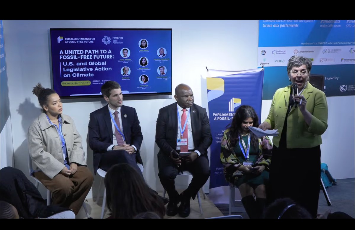 parlfossilfree's tweet photo. Bolivia Senator @CeciRequena: We have to pay more attention to the opportunities that our pluralistic parliaments provide us. And we can also work more together, including nationally and regionally - as we are doing in the Amazon inquiry on the progress of the fossil fuel phaseout. #COP29 #parlfossilfree