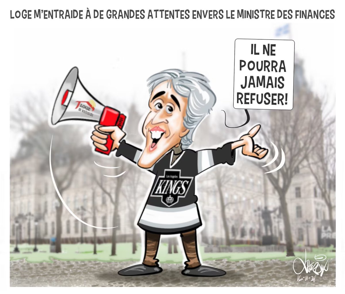 Caricature publiée dans <a href="/LeQuotidien_Cyb/">Le Quotidien</a> suivant nos attentes exprimées envers le Min. des Finances <a href="/EricGirardMFQ/">Eric Girard</a> en matière de logement social, en vue de la Mise à jour économique du 21 novembre. C.C. <a href="/FEDuranceauCAQ/">France-Élaine Duranceau</a> <a href="/HabitationSHQ/">SHQ</a> <a href="/AndreeLaforest/">Andrée Laforest</a>  <a href="/YGagnonCAQ/">Yannick Gagnon</a> <a href="/francoislegault/">François Legault</a>