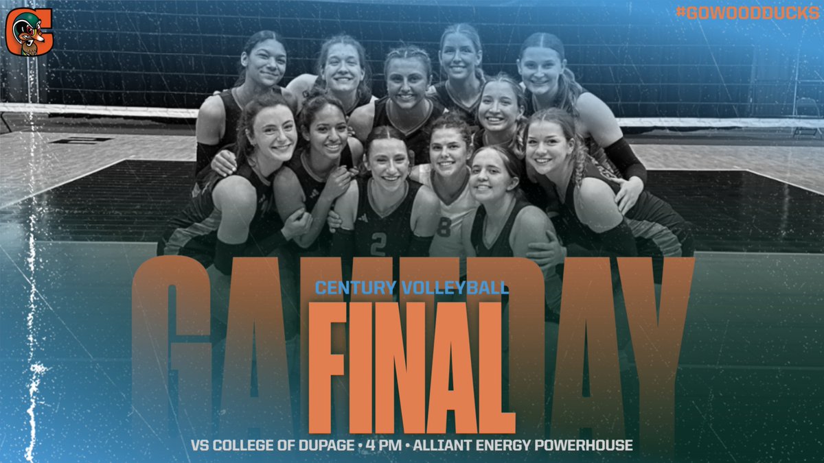 centuryvball's tweet photo. Last match of the season. This will be the final one as a Wood Duck for many of these women. We are playing for 3rd in the country against a familiar foe and friend, College of DuPage. It's going to be a fun one. https://t.co/6bueVquQPM