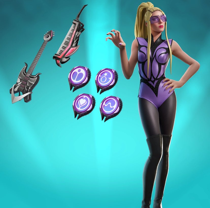 ygonalu's tweet photo. É ela!!.Traje Gaga Enigmática e seus acessórios, do Passe da Lady Gaga na Temporada 2 do Festival, estreiam na Loja amanhã, 16 de novembro.#Fortnite #Ladygaga https://t.co/dEjdhJ1JJ1