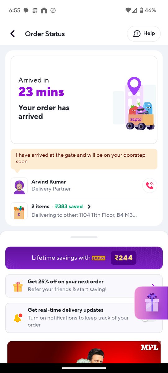 PremMehra24's tweet photo. Quick e-commerce apps offer great convenience, but glitches like "Order arrived" yet showing "arriving in 23 mins" can confuse users. How are these giants addressing such tech issues?
 @ZeptoNow @zeptocares https://t.co/JXNCY6kte4