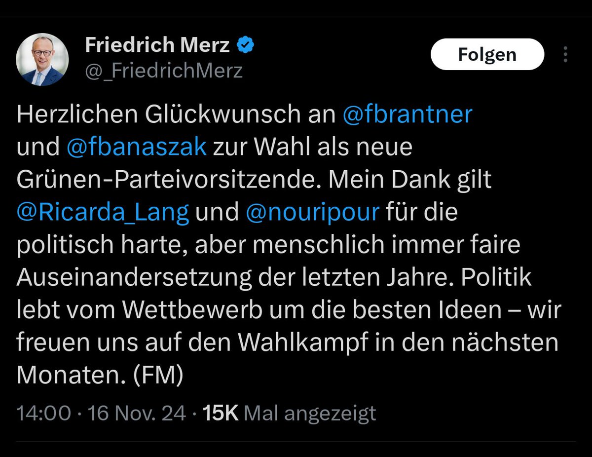 Claas Gefroi 🎗️ (@claasgefroi) on Twitter photo Monatelang auf die Grünen und im Speziellen auf <a href="/Ricarda_Lang/">Ricarda Lang</a> einprügeln, sie zur größten Gefahr für das Land dämonisieren und dann von menschlich fairem Umgang schwafeln: Das ist, mit Verlaub, <a href="/_FriedrichMerz/">Friedrich Merz</a> , zum Kotzen. Monatelang auf die Grünen und im Speziellen auf <a href="/Ricarda_Lang/">Ricarda Lang</a> einprügeln, sie zur größten Gefahr für das Land dämonisieren und dann von menschlich fairem Umgang schwafeln: Das ist, mit Verlaub, <a href="/_FriedrichMerz/">Friedrich Merz</a> , zum Kotzen.