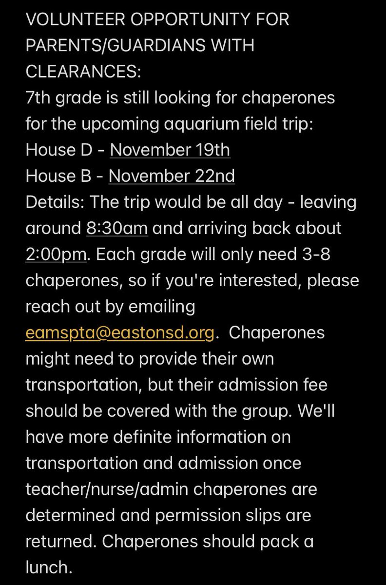 Easton Area Middle School PTA tweet media