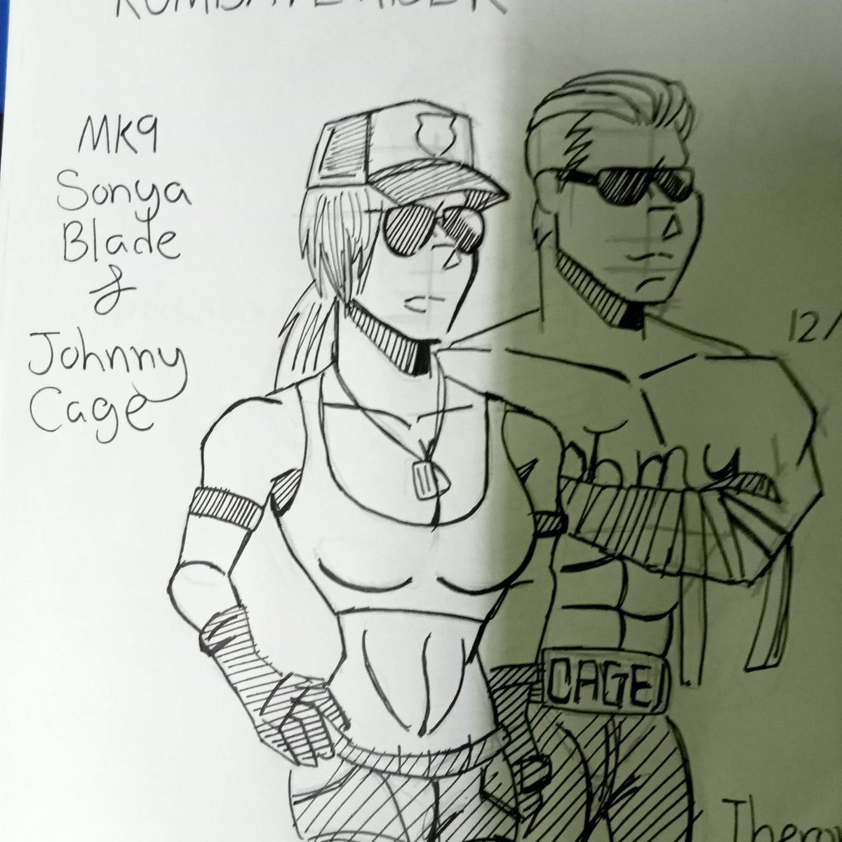 theronbby's tweet photo. Another prompt done 4 days ago for Kombatember! 
They're the reason why I'm into #MortalKombat 🤭 
#MK11 #mk9 #JohnnyCage #SonyaBlade https://t.co/l8d2z3QFUD