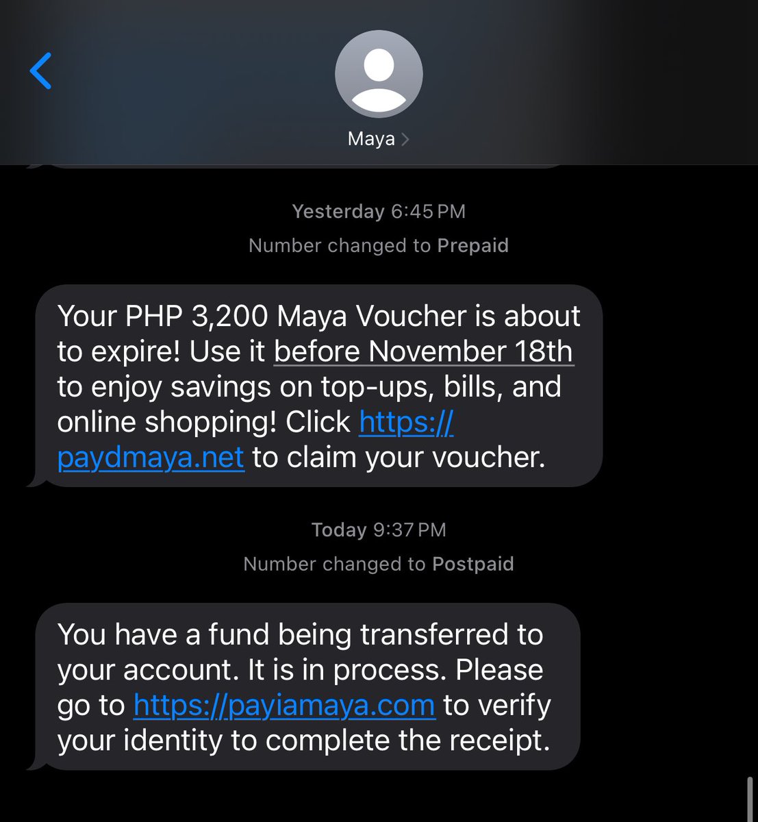 putopao's tweet image. FYI: Ganito yung iiwasan nyo na messages ha. #spoofing