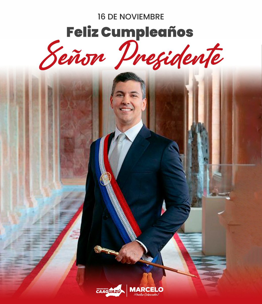 Marcelo Soto (@marcesotop) on Twitter photo Hoy celebramos un año más de vida del Presidente de la República, <a href="/SantiPenap/">Santiago Peña</a> líder comprometido con el desarrollo de nuestro país.
Le deseamos salud, sabiduría y fortaleza para continuar guiando a nuestra querida Paraguay hacia un futuro mejor. ¡Feliz cumpleaños, Presidente! Hoy celebramos un año más de vida del Presidente de la República, <a href="/SantiPenap/">Santiago Peña</a> líder comprometido con el desarrollo de nuestro país.
Le deseamos salud, sabiduría y fortaleza para continuar guiando a nuestra querida Paraguay hacia un futuro mejor. ¡Feliz cumpleaños, Presidente!
