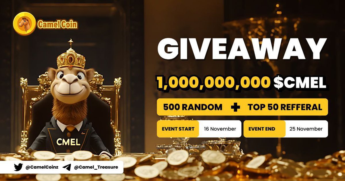 🔥 Camel Coin Airdrop Event 

🎁 Total Airdrop Pool 1,000,000,000 $CMEL

✅ Airdrop link 
t.me/CamelCoinAirdr…

#Airdrops #Giveaway #crypto #airdropcrypto #airdrop #bitcoin #eth #memecoin