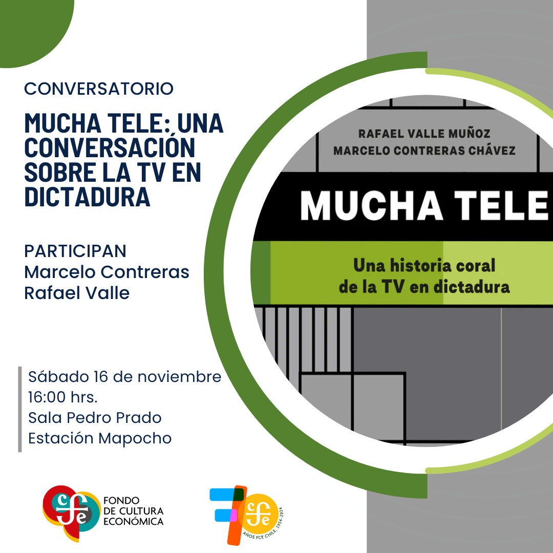marcelotreras's tweet photo. Hoy junto a @ralphvalley estaremos en #FILSA2024 en la sala Pedro Prado de la estación Mapocho, hablando de nuestro libro #MuchaTele @FCEChile https://t.co/PP1ZEFhyUd