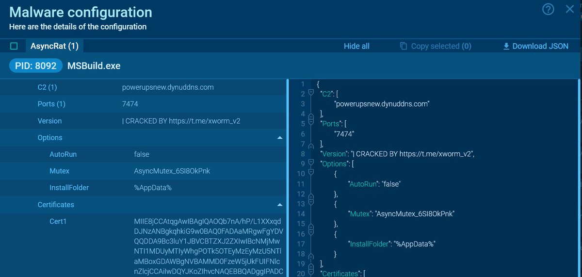 JAMESWT_WT's tweet photo. ZIP>SVG>URL>ZIP>PW LOP852>#AsyncRat
⛔️C2 
powerupsnew.]dynuddns].com
Drop
⛔️https://i0004.clarodrive.]com/s/siEsdDALjZ665wE/
Samples
❇️https://t.co/lxtwCNzqtD
AnyRun
🔱https://t.co/dp6wLeVJsN https://t.co/Z3ZlGjzEDS