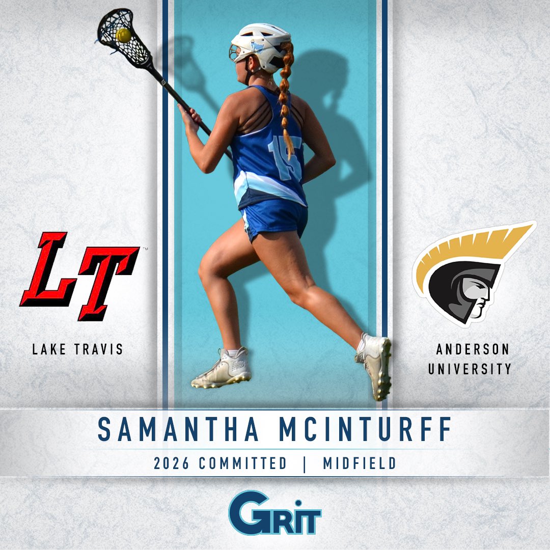 Congratulations to Samantha McInturff (‘26, M, Lake Travis) on her commitment to ANDERSON UNIVERSITY! 

#PlayGRITLax