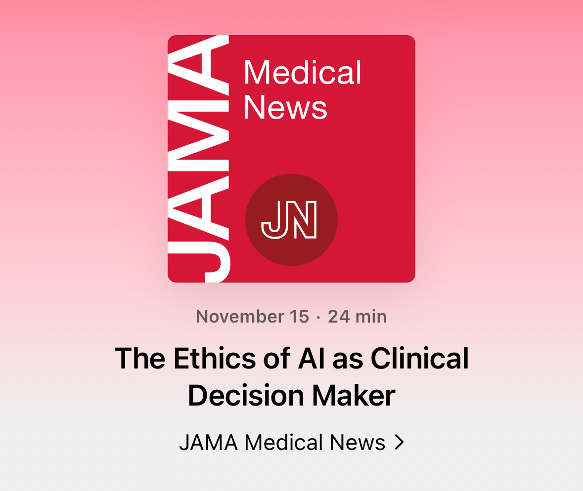 JAMA (@jama_current) on Twitter photo Listen to a discussion of AI and Clinical Practice with <a href="/hull_md/">Sarah C. Hull, MD, MBE</a>. Hosted on <a href="/AMAEdHub/">AMA Ed Hub™</a>.
ja.ma/3UPWieH Listen to a discussion of AI and Clinical Practice with <a href="/hull_md/">Sarah C. Hull, MD, MBE</a>. Hosted on <a href="/AMAEdHub/">AMA Ed Hub™</a>.
ja.ma/3UPWieH