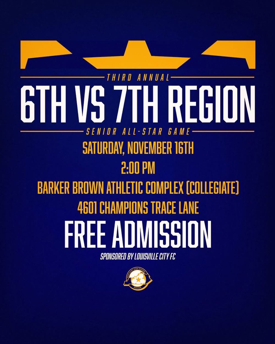 After several months of planning, it’s here at last. 

The 3rd annual 6th vs 7th region boys soccer senior all-star game. Come on out!