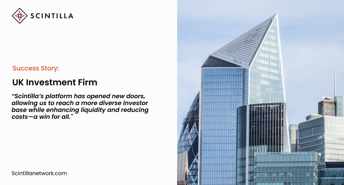 ScintillaNet's tweet image. 🔹 Success Story

A UK investment firm partnered with Scintilla for fractional bond issuance in healthcare and education. “Scintilla’s platform has opened new doors for us,” they shared.

#ScintillaNetwork #DigitalAssets #Fractionalization #Finance