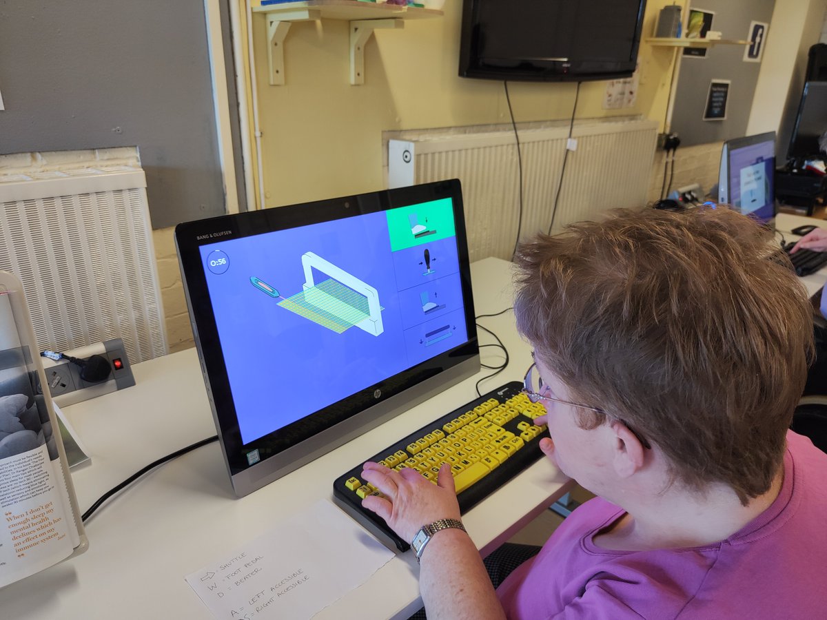 PaisleyMuseum's tweet image. Big thanks to Paisley's Disability Resource Centre -@DRCentrePaisley for helping us with Paisley museum's digital accessibility! Here, the Photography group test weaving games: one on Plain Weaving, another on programming Jacquard Loom cards. #UX #UserTesting @weareoneren
