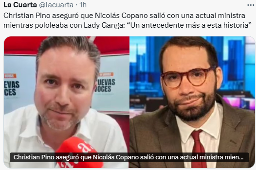 Iherreraa's tweet photo. Quién será la ministra que salía con Copano mientras pololeaba con Lady Ganga? La mentirosa, la cara de sed o la cósmica? https://t.co/uhjXos81A1
