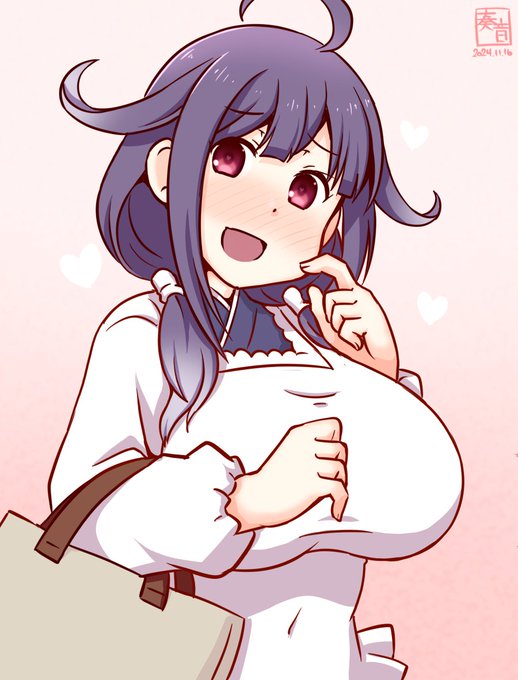 「て・い・と・く♪
 今晩、召し上がりたいものはなにかありますか?
 …え? わ、わたし!?
 はい…大丈夫…ですけど…♥」

#艦これ版真剣お絵描き60分一本勝負_20241116
#大鯨 