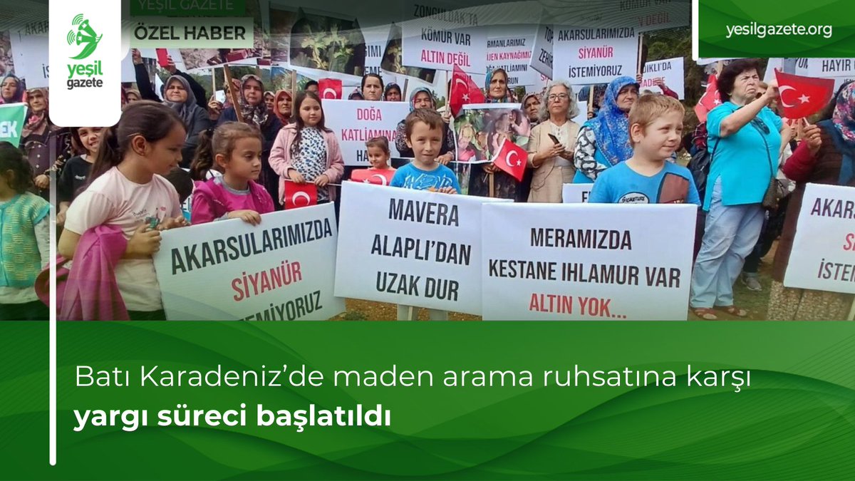 Zonguldak‘ın Alaplı ve Devrek ilçelerinde maden aramak isteyen Mavera Madencilik‘e karşı bir süredir mücadele veren bölge halkı, maden arama ruhsatının iptali ve yürürlüğün durdurulması talebiyle dava açtı.

Alaplı’ya bağlı Fındıklı, Belen, Kocaman, Aşağıdoğancılar ve Kasımlı